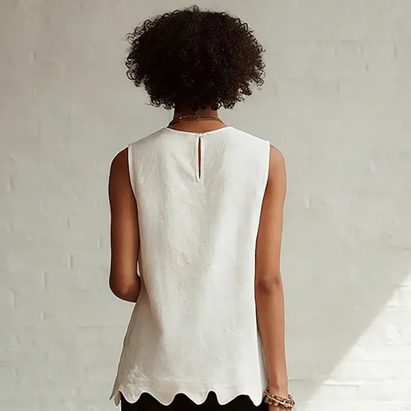 Fashion Spring Round Neck Hem Blouse