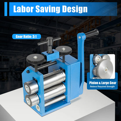 3inch Three-in-One Jewelry Rolling Mill Machine Flat Metal Goldsmith Gold Silver Engraver Tool 40cr Rollers for DIY Jewelry Work