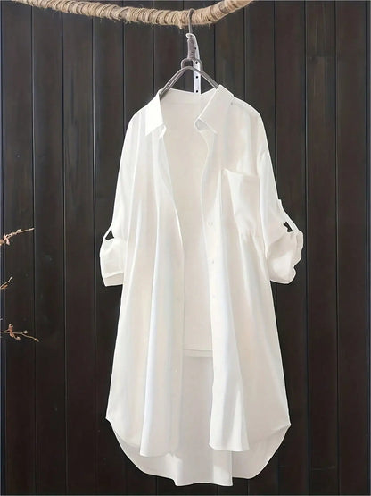 Casual Loose fitting Linen Long Shirts Women Plus Size Tops