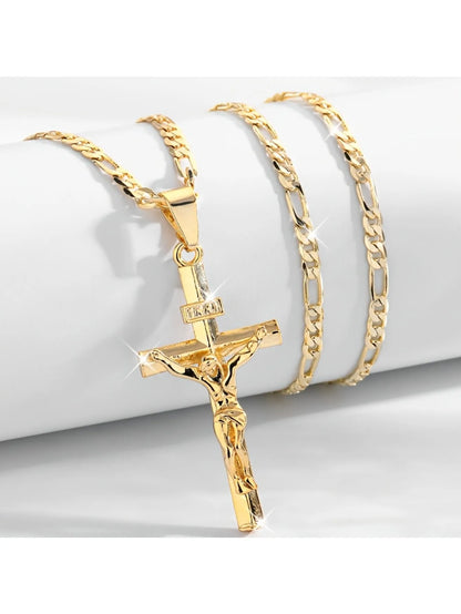 Cross Pendant Necklace Plated 14k Gold