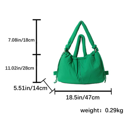 Nylon Solid Backpack Large Capacity Puffy Purse