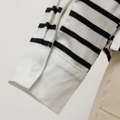 Women Casual Lapel Cotton Linen Shirt Long Sleeve Button Up Top