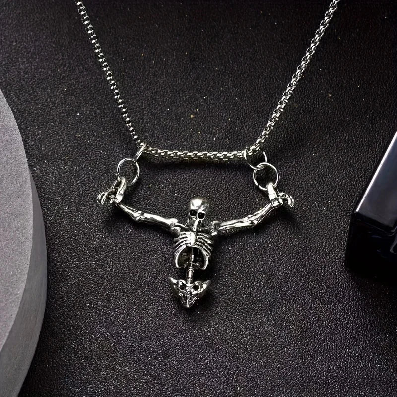 1Pc Punk Style Fashion Skull Necklace