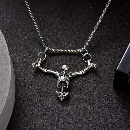 1Pc Punk Style Fashion Skull Necklace