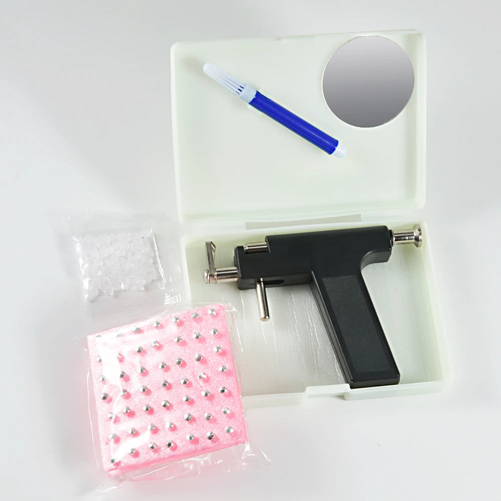 Professional Ear Piercing Gun Tool Set 98pc Ear Studs Steel Ear Nose Navel Body Piercing Gun Unit Tool Kit