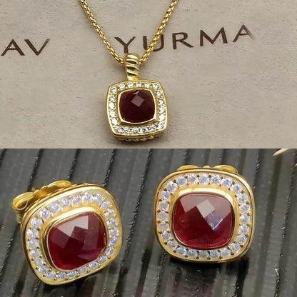 2025 New High-Quality Square Diamond Necklace and Earrings Set