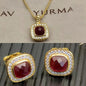 2025 New High-Quality Square Diamond Necklace and Earrings Set