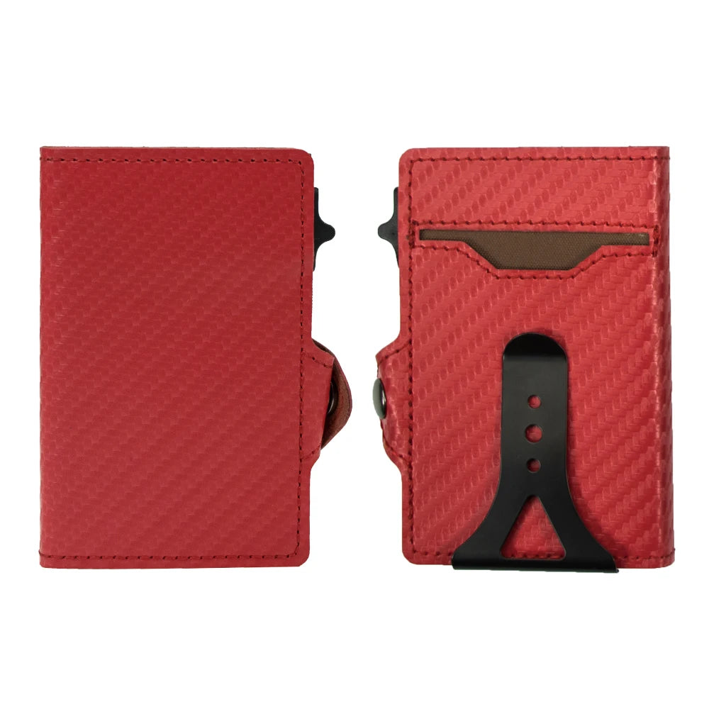CASEKEY Top Quality Leather Cash Clip Wallet RFID NFC Protection Pop Up Metal Card Holder Case