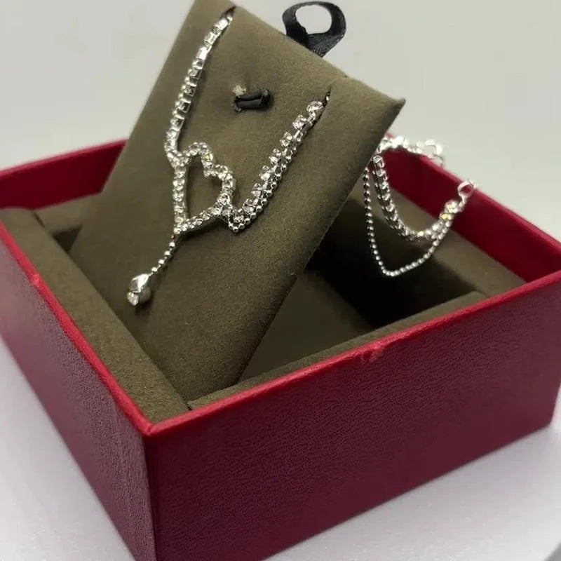 Handmade Women's Ankle Chain Sparkling Hollow Heart