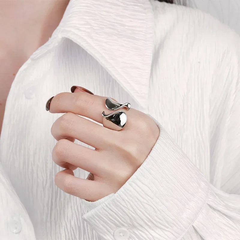 925 Sterling Silver Ring for Women Simple Big Open Ring