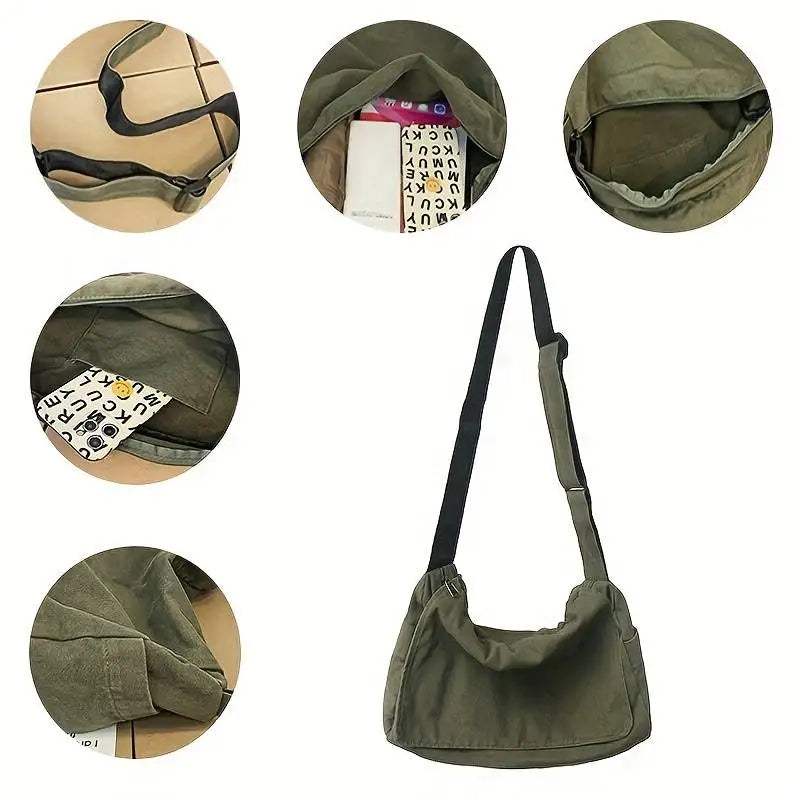 Messenger Bag, Vintage Canvas Teenager Shoulder Tote