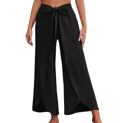 Womens Linen Wide Leg Flowy Bootcut Pants