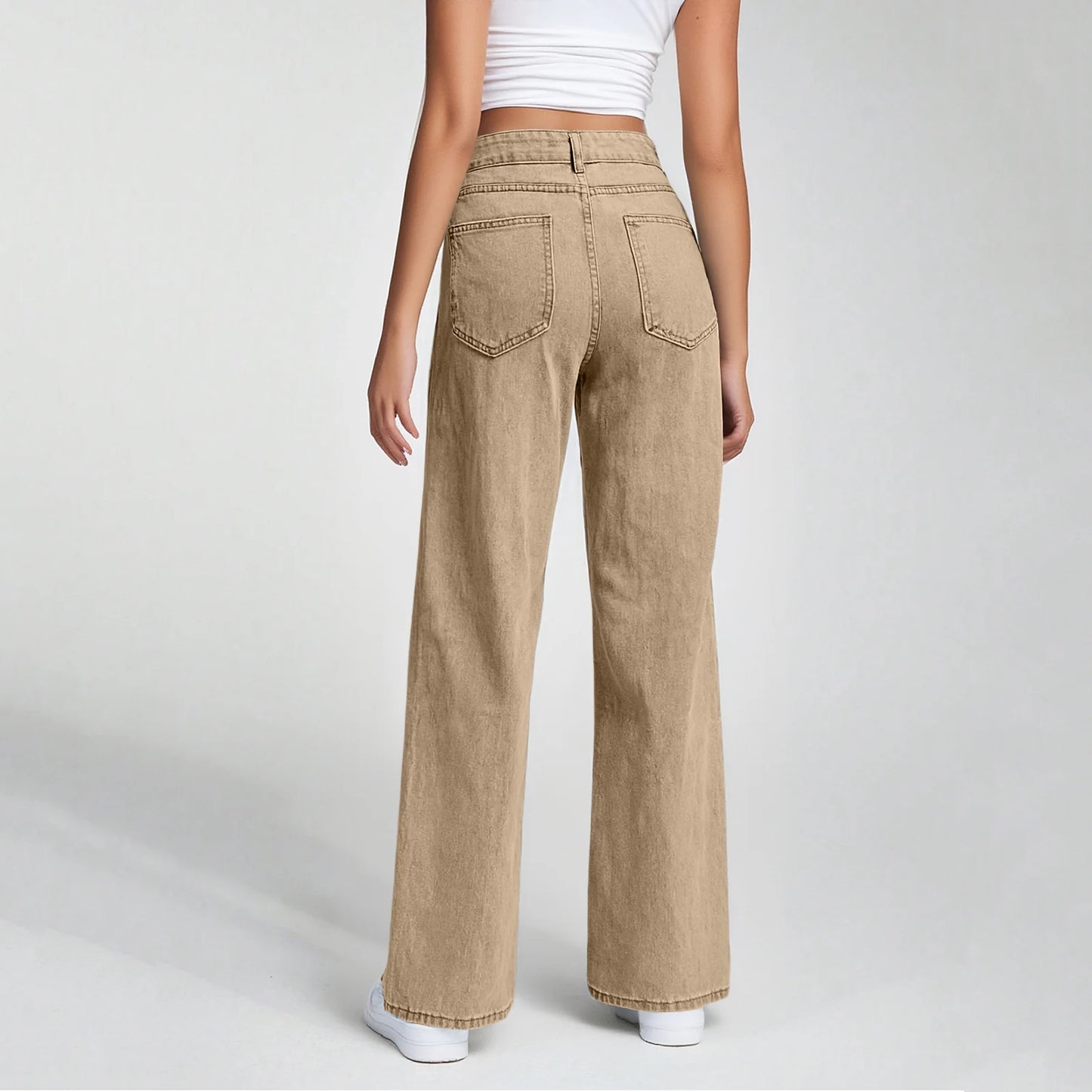 Ladies' High Waisted Straight Leg Pants Loose Casual