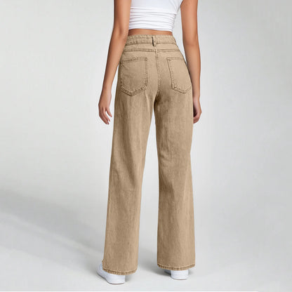 Ladies' High Waisted Straight Leg Pants Loose Casual