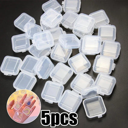 Transparent Plastic Mini Square Storage Box for Pill Jewelry Earrings Dustproof