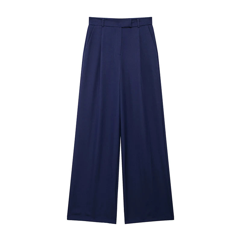 Willshela Women Fashion Solid Front Zipper Straight Pants High Waist Full Length
