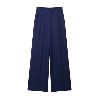 Willshela Women Fashion Solid Front Zipper Straight Pants High Waist Full Length