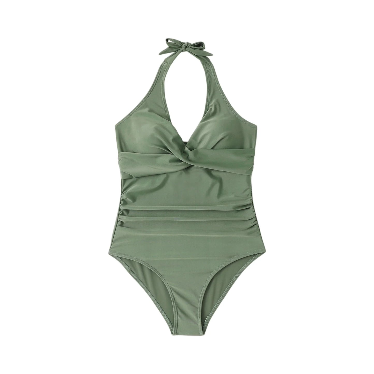 Tummy Control Swimsuit Cross Front Striped One Piece