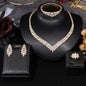 4pcs Bridal Zirconia Full Jewelry Set Dubai Nigeria CZ Crystal