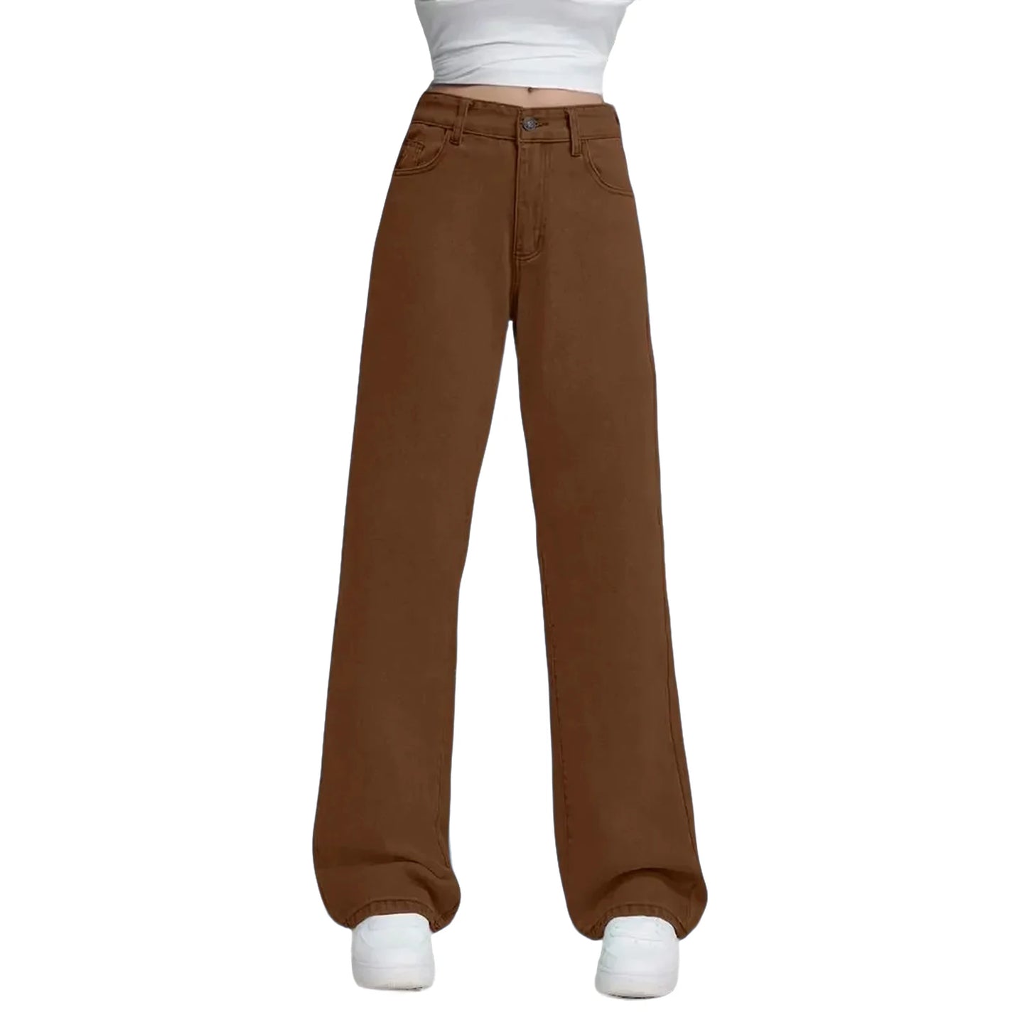 Ladies' High Waisted Straight Leg Pants Loose Casual