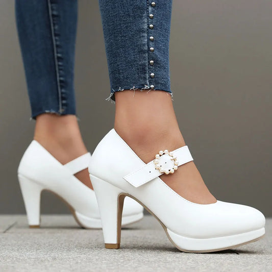 Classic White Mary Jane Pumps