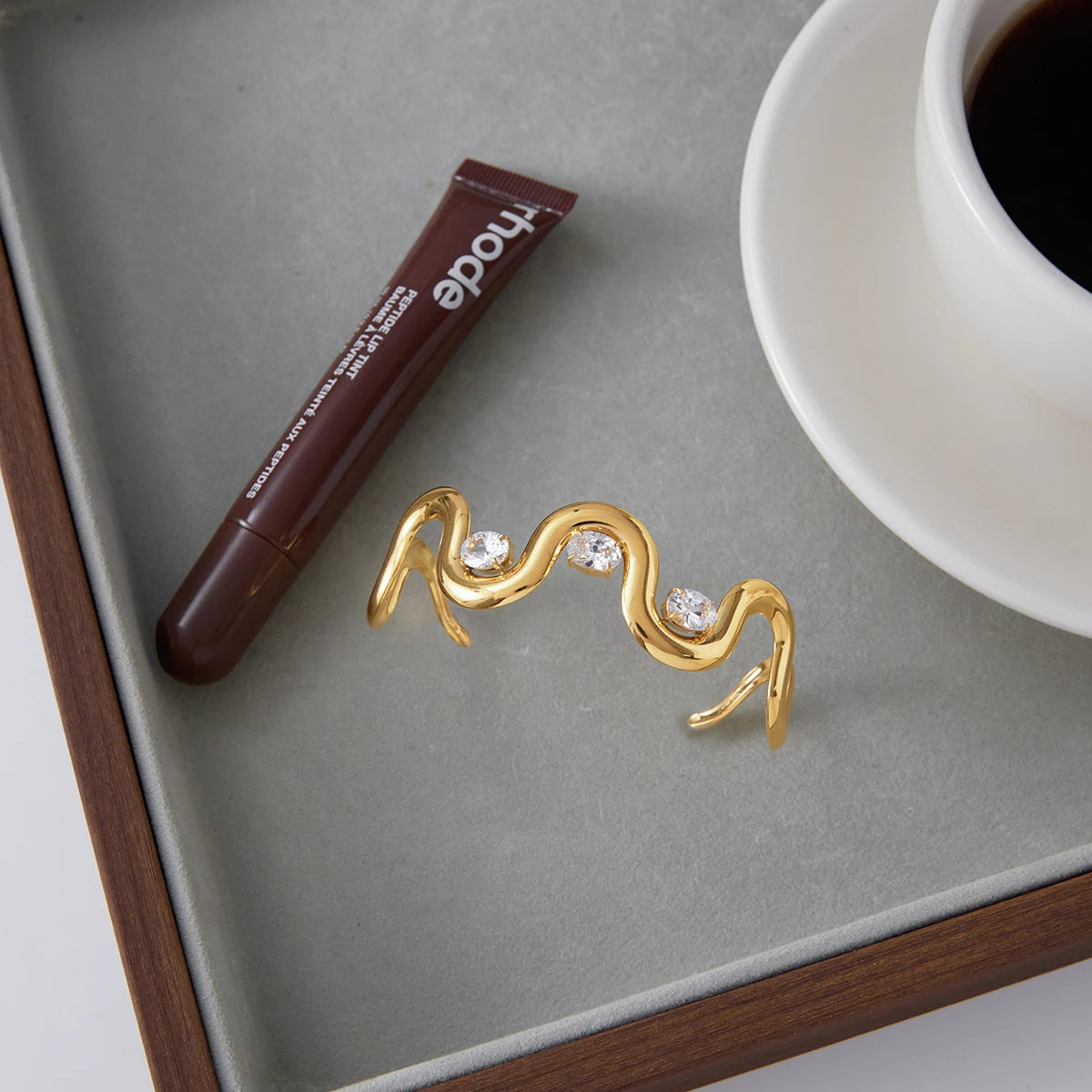 world Classic Trendy 18K Gold Color Plated Elliptical White Zircon Bracelets Waterproof Stainless-Steel Jewelry