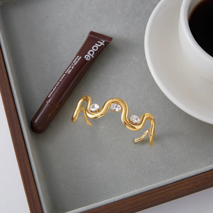 world Classic Trendy 18K Gold Color Plated Elliptical White Zircon Bracelets Waterproof Stainless-Steel Jewelry