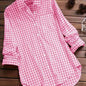 2025 New Gingham Turn-Down Collar Long Sleeve Shirt