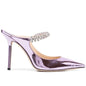 2025 New Fashionable Fine Heeled Muller Shoes with Pointed Water Diamond Chain Banquet