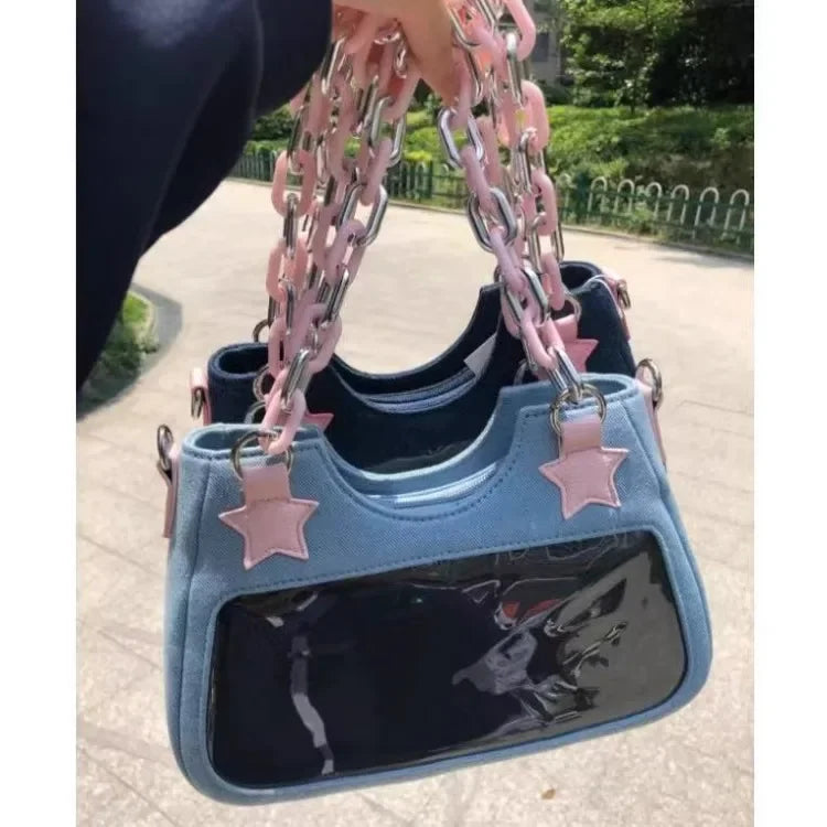 Fashion Shoulder Star Denim Bag