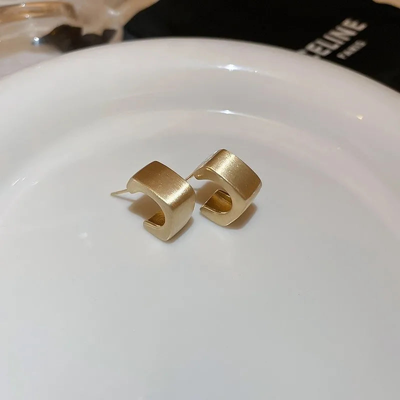 Needle-Shaped Smooth Geometric Earrings, Casual, Simple,