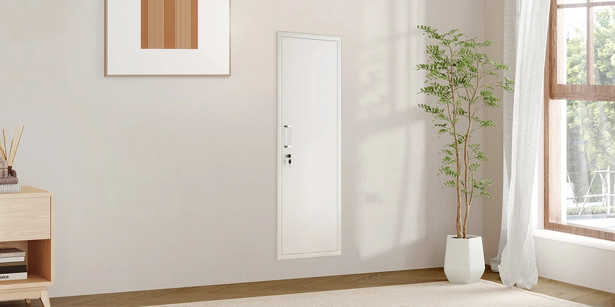 Mirror Jewelry Cabinet, 47.24" Tall Wall Mounted Jewelry Cabinet with Mirror and Light, Large Jewelry Armoire Organizer