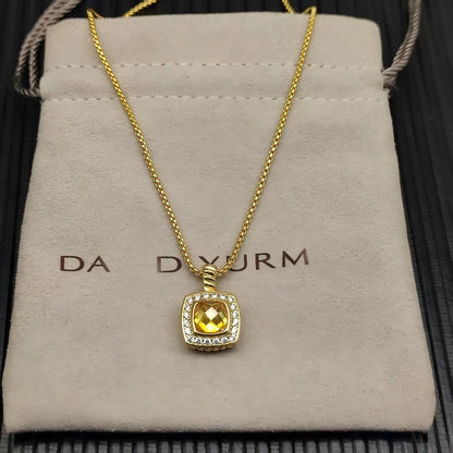 2025 New High-Quality Square Diamond Necklace and Earrings Set