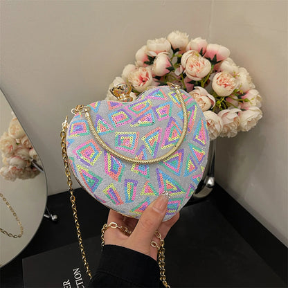 Elegant Rhinestone Embellished Heart Shaped Clutch Purse