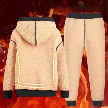 Plush Suit Women's Thickened Casual Zipper Cardigan Sweatshirt Loose Hooded Suit