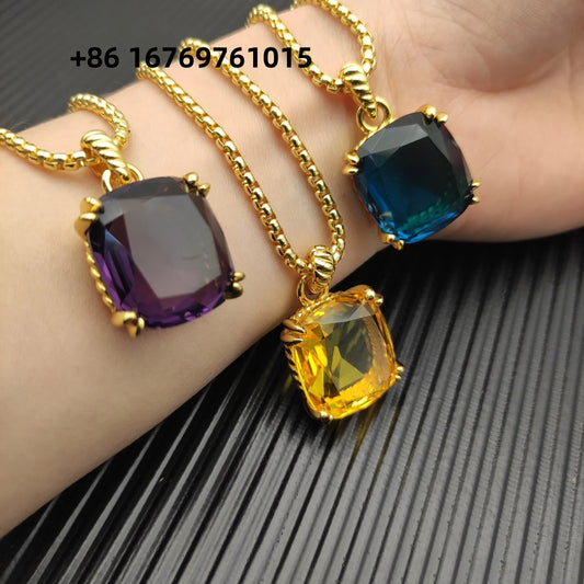 Fashionable and Simple Gold Crystal Marbella Necklace