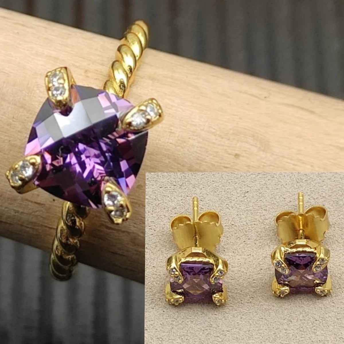 2025 New High-Quality Silver and Gold Color Set with 8mm Colorful Main Stone