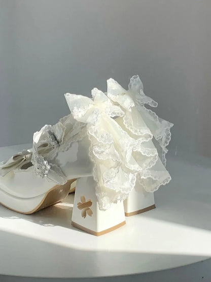 Lovely Girls Lolita Butterfly Knot High Heels Platform