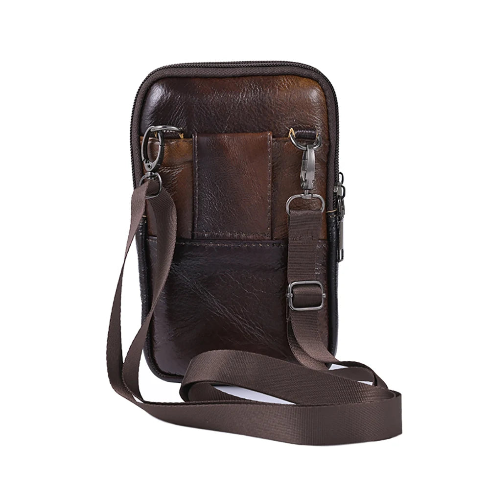 Men Stylish Crossbody Bag Waterproof Leather Retro Fanny Pack Lightweight Fashion.