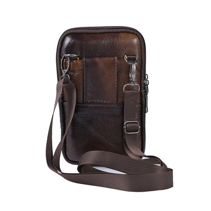 Men Stylish Crossbody Bag Waterproof Leather Retro Fanny Pack Lightweight Fashion.