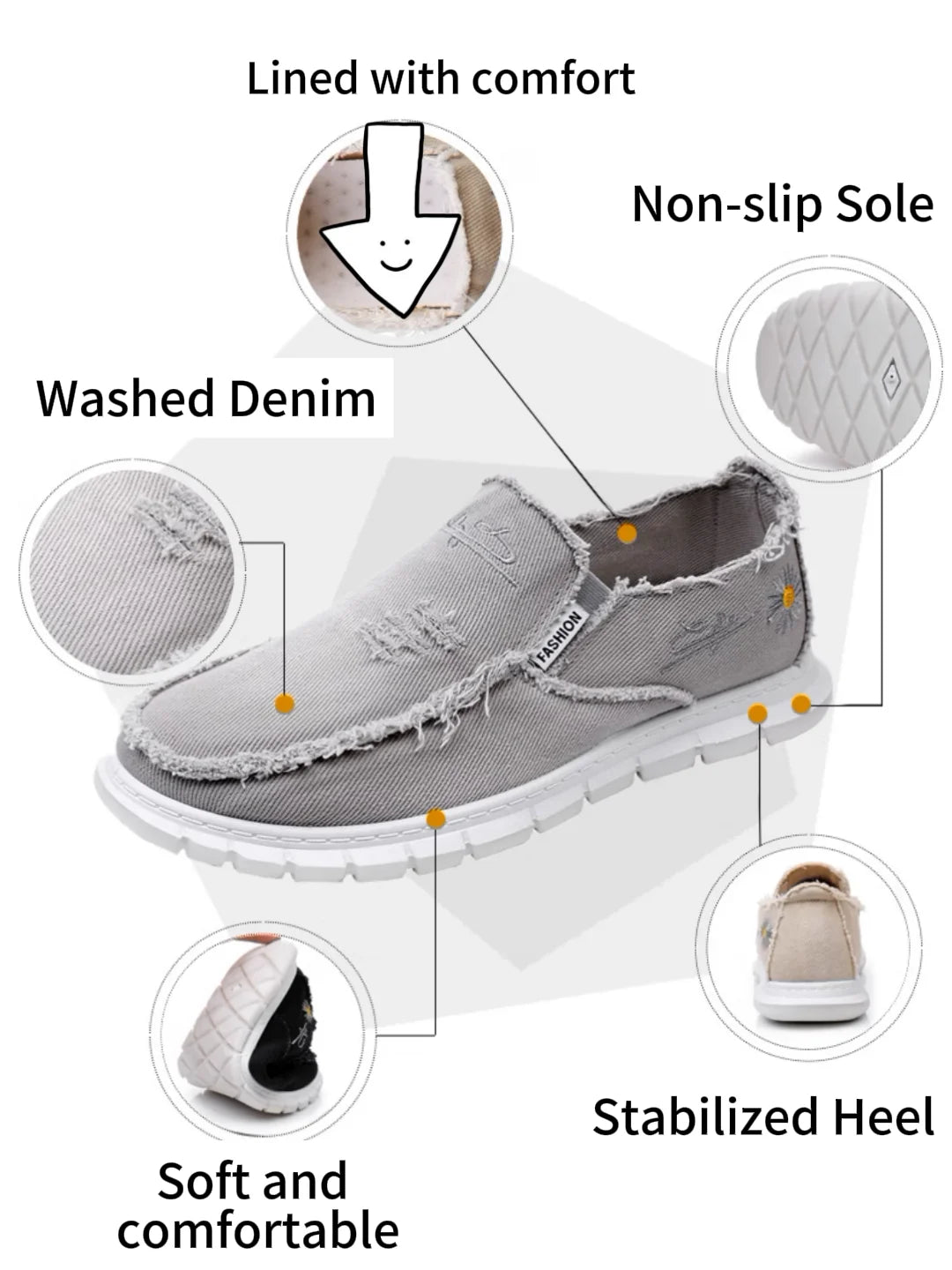 Daisy embroidery denim, casual sneaker.