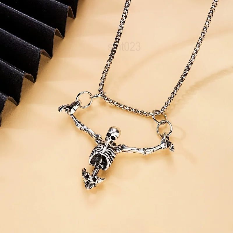 1Pc Punk Style Fashion Skull Necklace