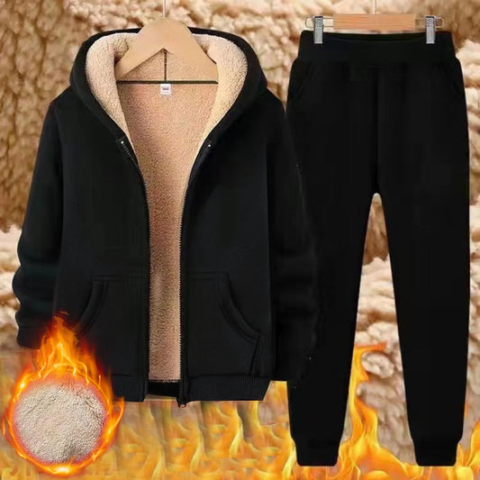 Plush Suit Women's Thickened Casual Zipper Cardigan Sweatshirt Loose Hooded Suit