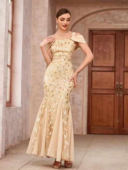 Elegant Off-Shoulder Sequin Mermaid Evening Dress