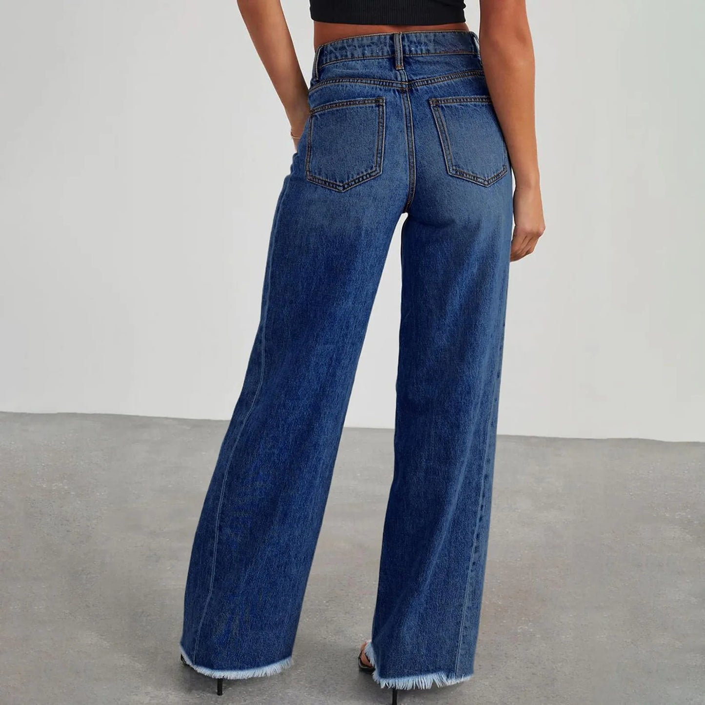 Retro High Waist Straight Leg Jeans