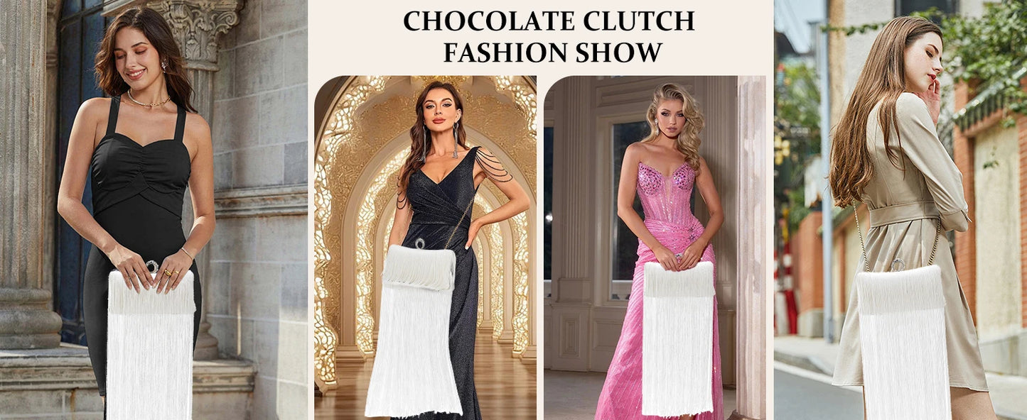 Evening Bag for Women Long Tassel Design Clutch Purses For Wedding Cocktail Prom