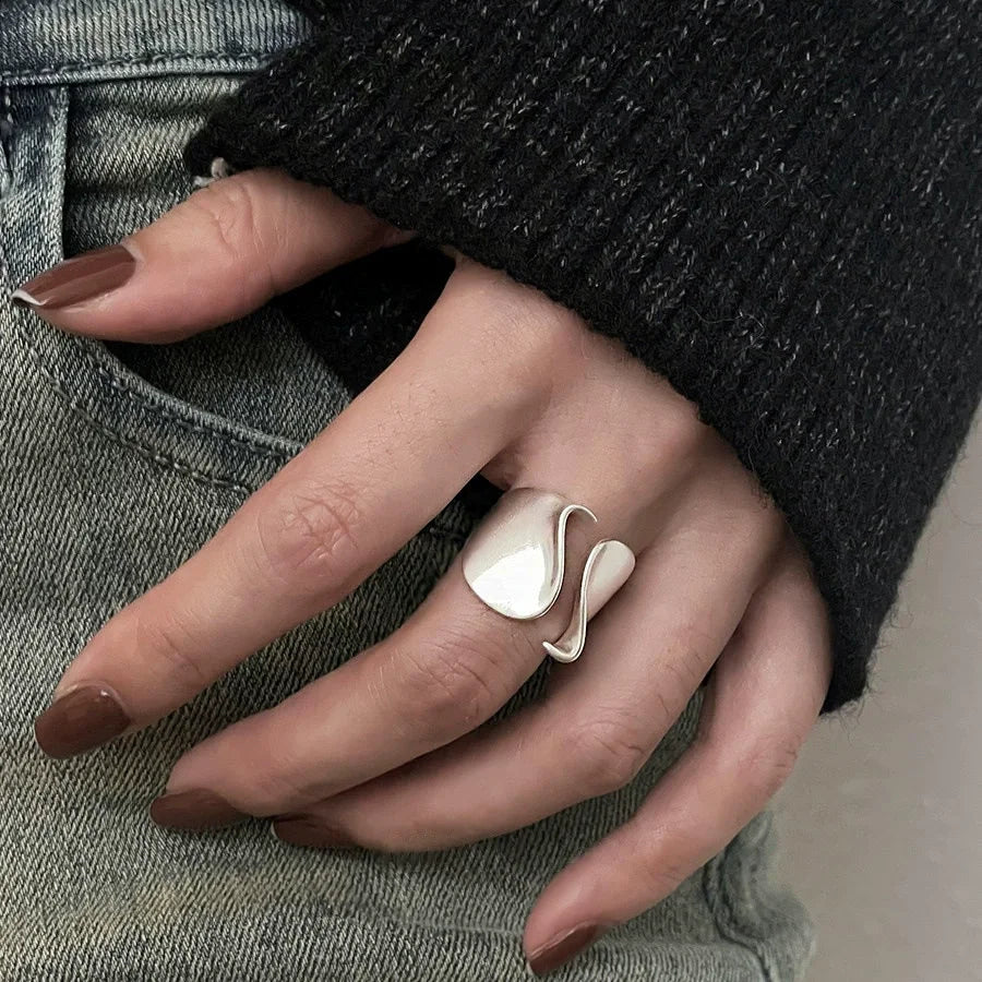 925 Sterling Silver Ring for Women Simple Big Open Ring