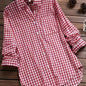 2025 New Gingham Turn-Down Collar Long Sleeve Shirt