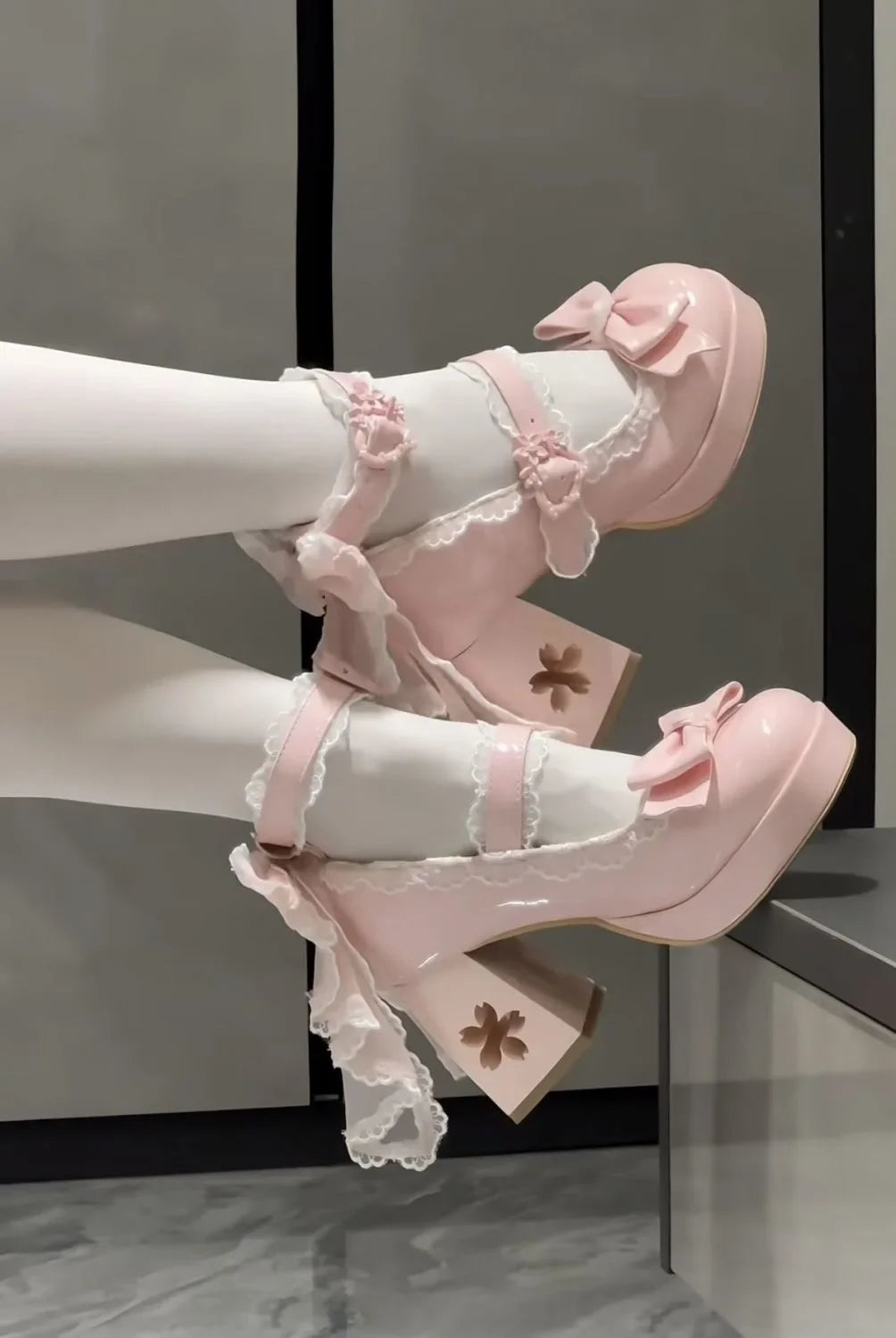 Lovely Girls Lolita Butterfly Knot High Heels Platform