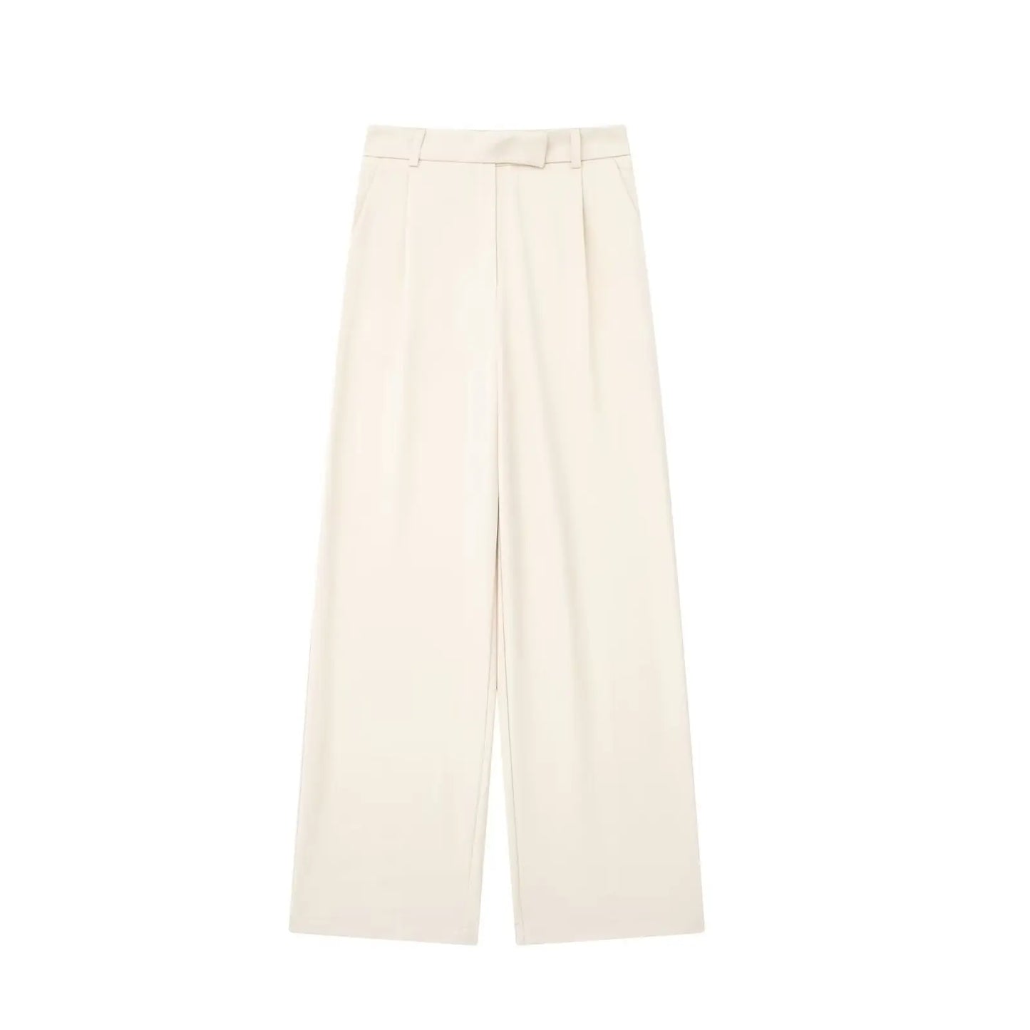 Willshela Women Fashion Solid Front Zipper Straight Pants High Waist Full Length